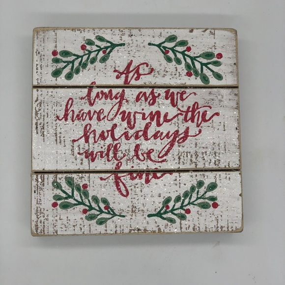 Primitives by Kathy Wood Holiday Sign Freestanding Glitter Wine Quote Decor - Picture 2 of 6
